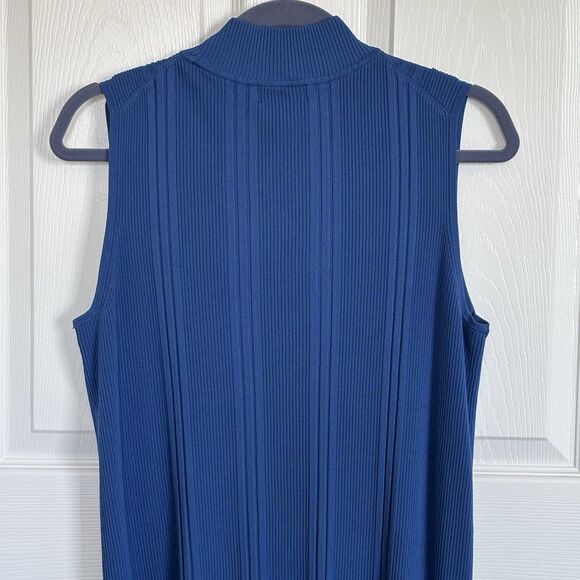 Dressbarn Women's 18/20 Blue Sleeveless Mock Turtleneck, Vertical Ribbing, NEW! - Picture 6 of 11